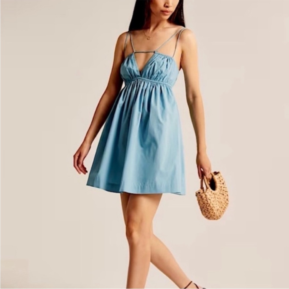 Elegant Blue Spaghetti Strap Dress